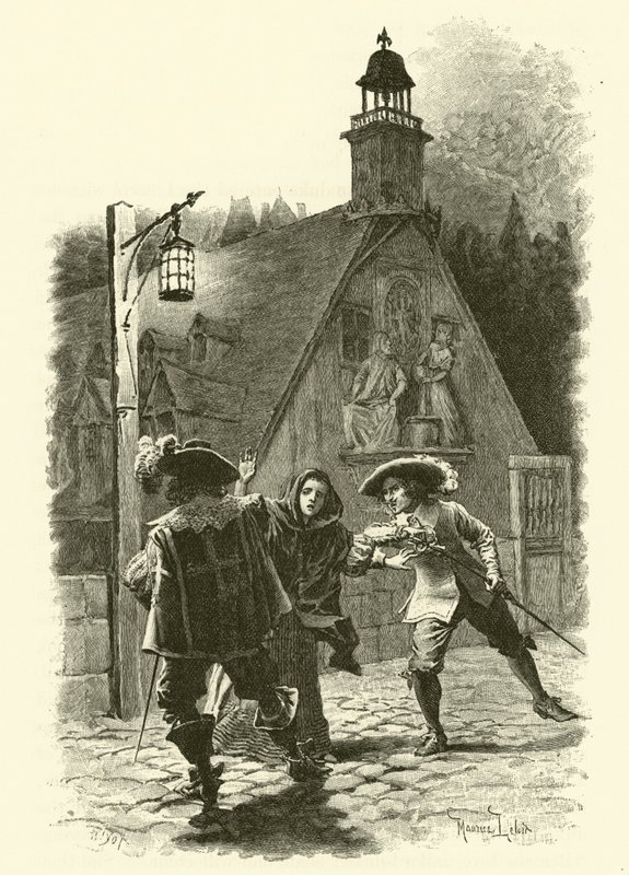 Illustrasjon for The Three Musketeers (gravering) av Maurice Leloir