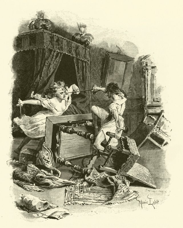 Illustrasjon for The Three Musketeers (gravering) av Maurice Leloir