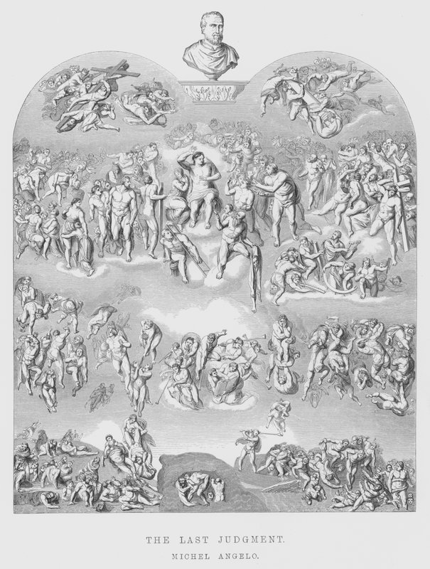 Den siste dommen (gravering) av Michelangelo (after) Buonarroti