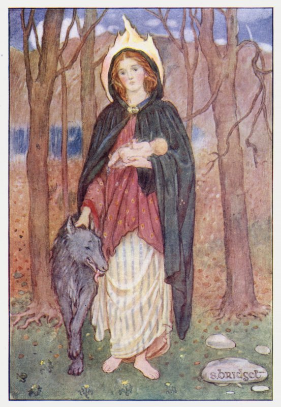 Saint Bridget (farge litho) av Minnie Didbin Spooner