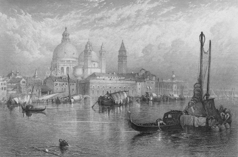 Venezia (gravering) av Myles Birket (after) Foster