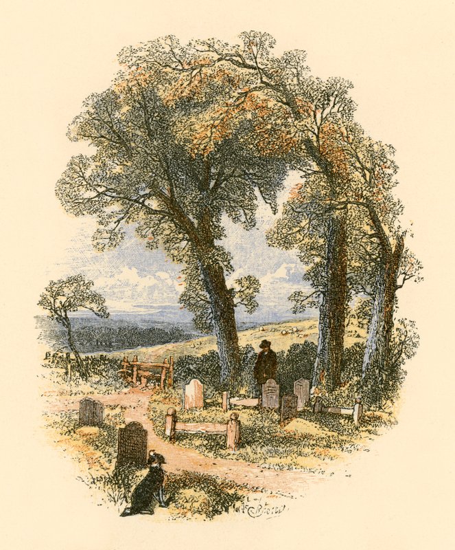 En kirkegårdsscene av Myles Birket Foster