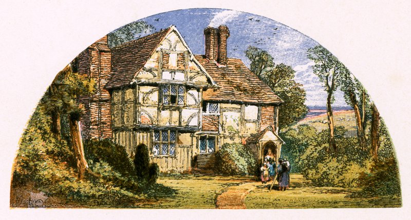 Illustrasjon for "The Traveller" av Myles Birket Foster