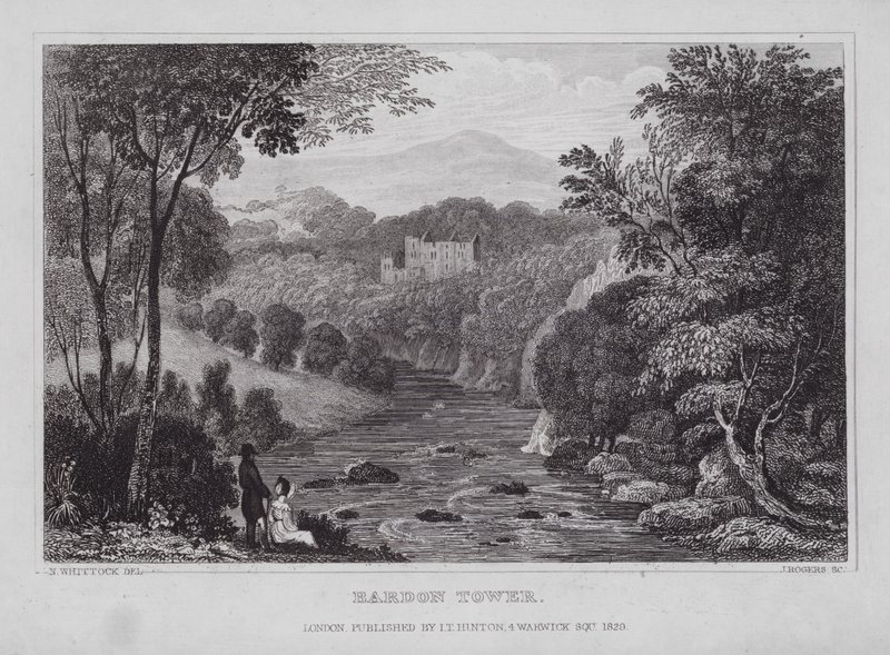 Bardon Tower (gravering) av Nathaniel (after) Whittock