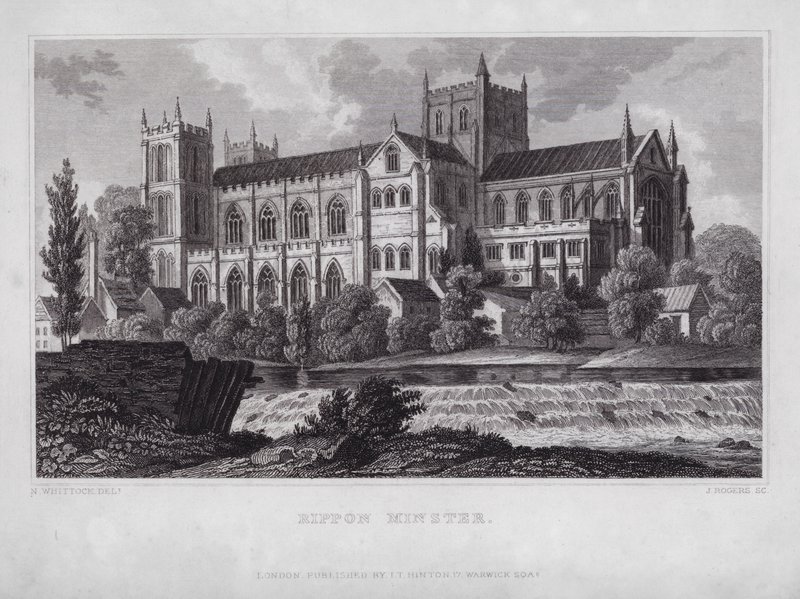Rippon Minster (gravering) av Nathaniel (after) Whittock