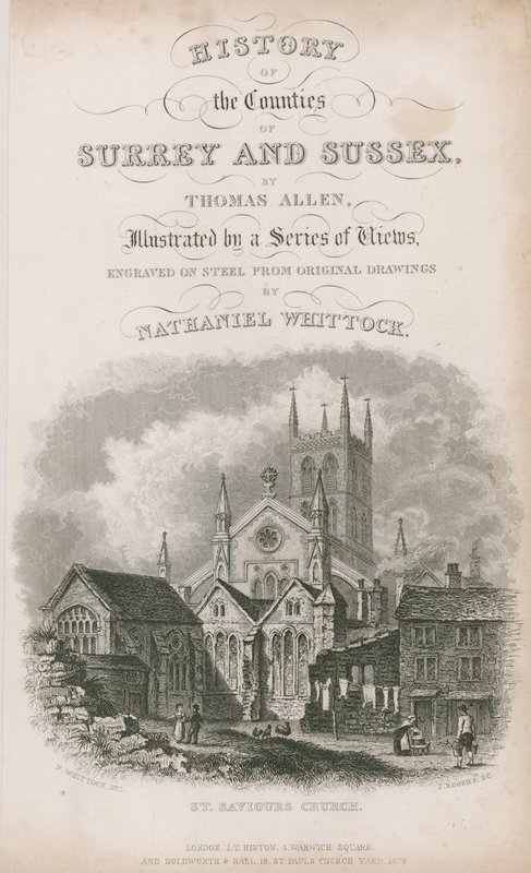 St Saviour's Church, Southwark, Surrey av Nathaniel Whittock