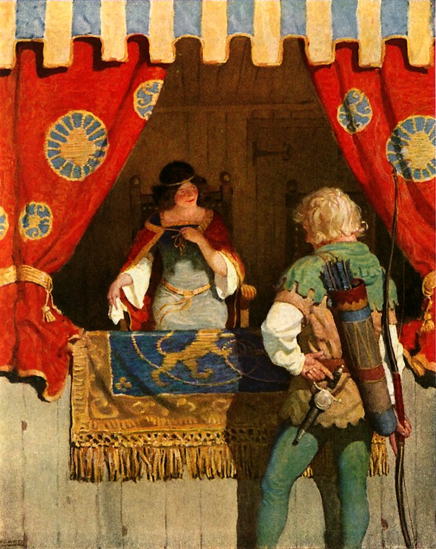 Robin møter hushjelp Marian av Newell Convers Wyeth