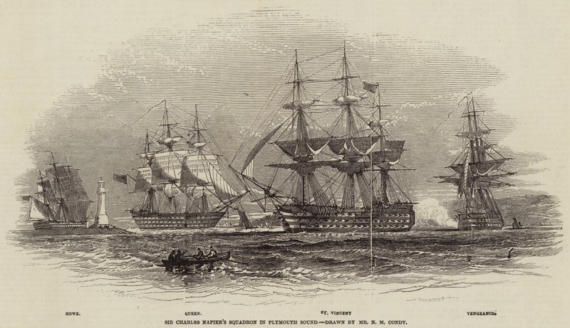 Sir Charles Napiers skvadron i Plymouth Sound av Nicholas Matthews Condy