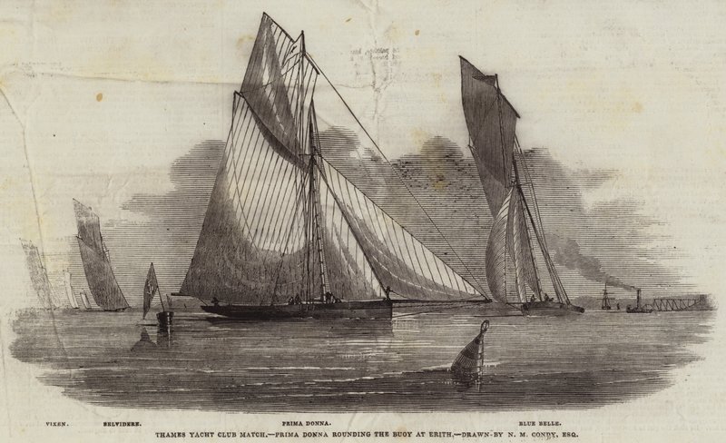 Thames Yacht Club Match, Prima Donna runder bøyen ved Erith av Nicholas Matthews Condy
