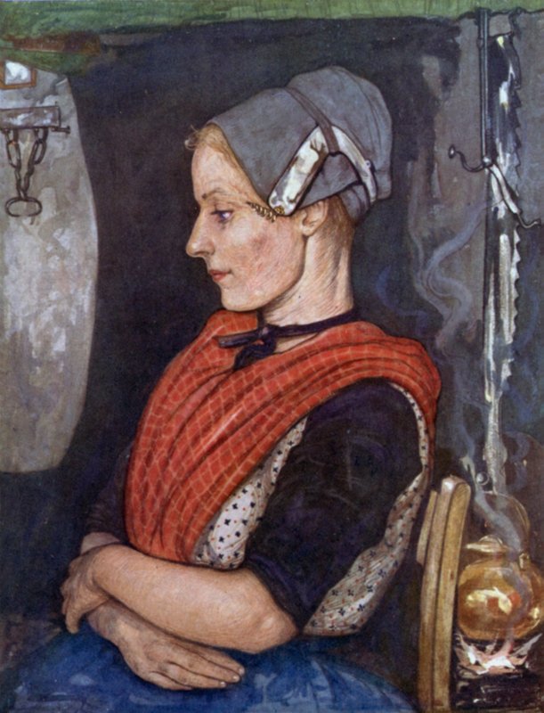 A Girl of Elspeet (farge litho) av Nico Jungman