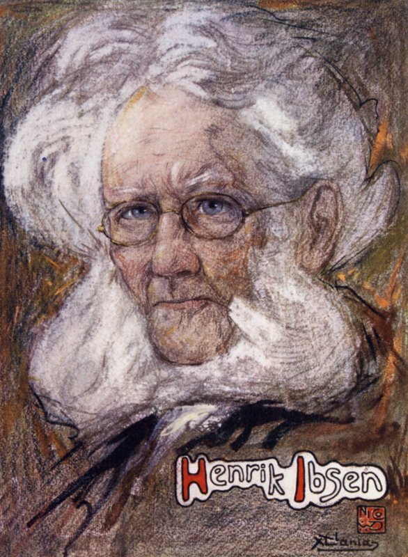 Norge: Henrik Ibsen (farge litho) av Nico Jungman