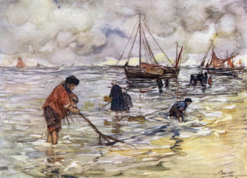 Rekefiske (farge litho) av Nico Jungman