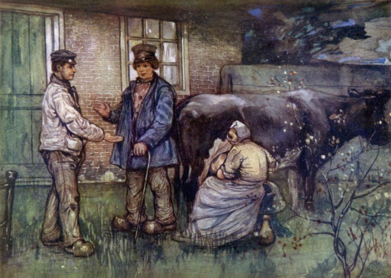 Salget av en ku (farge litho) av Nico Jungman
