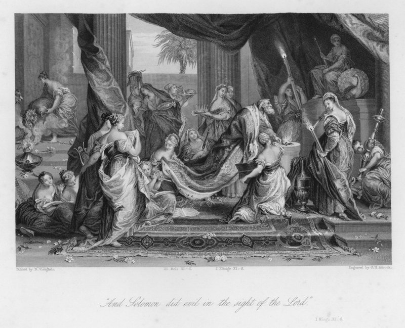 Salomos frafall, I Kings XI, 6 (gravering) av Nicolas Vleughels