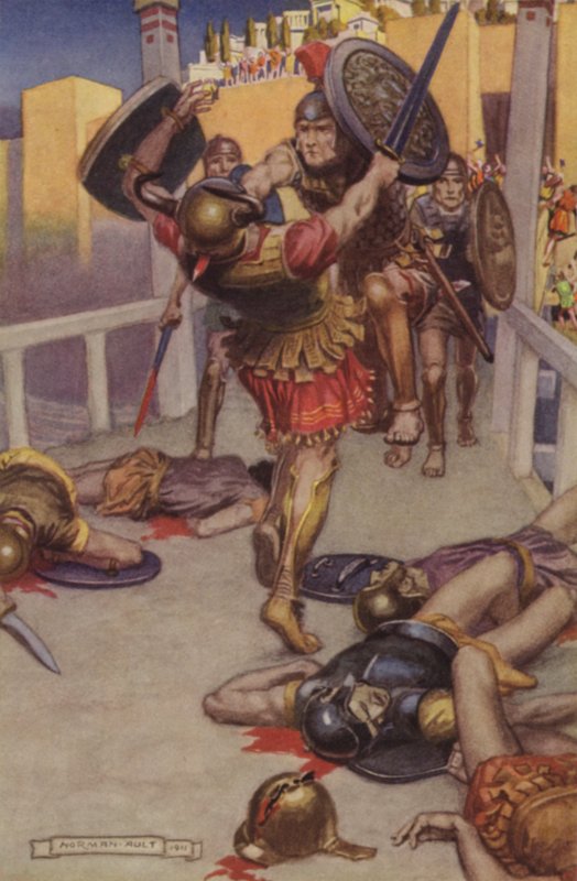 Asturs død (farge litho) av Norman Ault