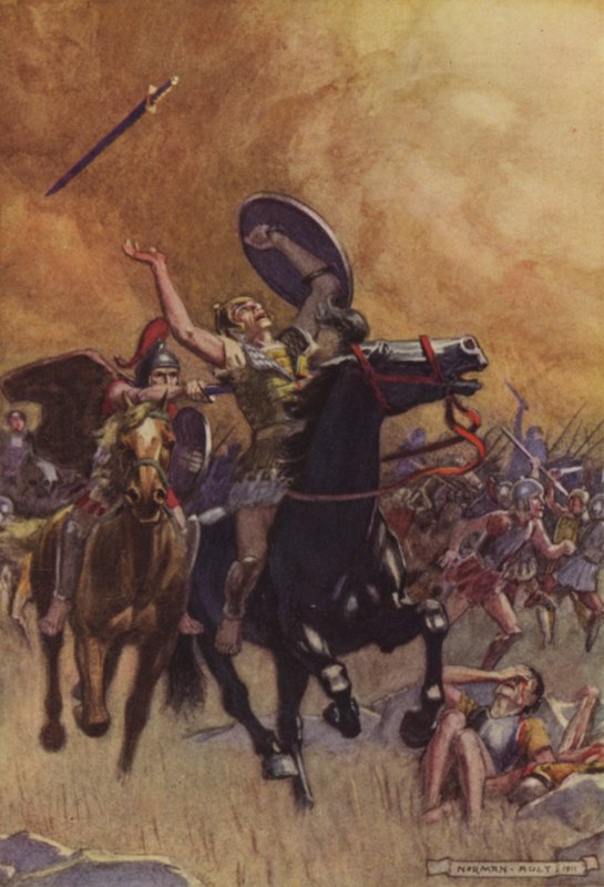 Sextus død (farge litho) av Norman Ault