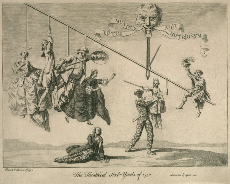 Theatrical Steel-Yards fra 1750 gravering av Patrick OBrian
