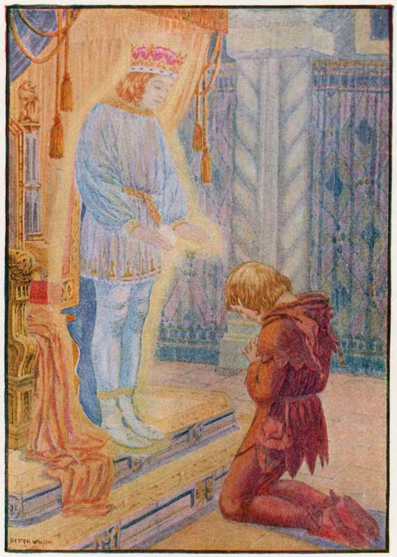 Robert sank på kne (farge litho) av Patten Wilson
