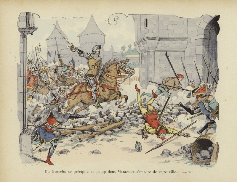 Bertrand du Guesclin tar byen Mantes, 1364 av Paul de Semant