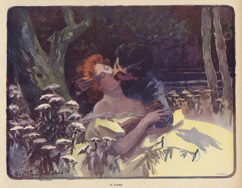 The Kiss (farge litho) av Paul Balluriau