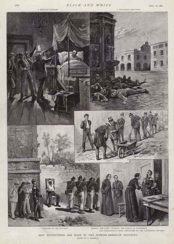 Revolusjoner i Latin-Amerika (litho) av Paul Frenzeny