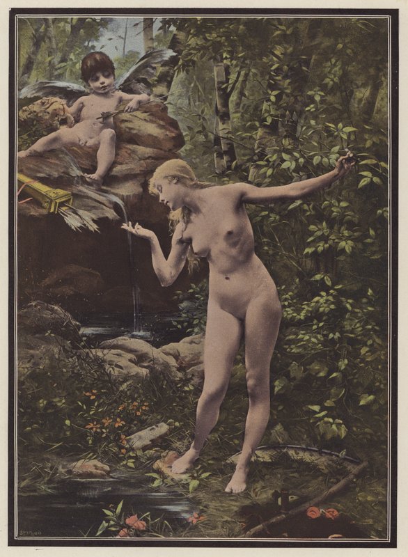 Ungdomsfontene (farge litho) av Paul Quinsac