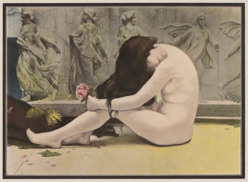 Poetens grav (farge litho) av Pedro Saenz