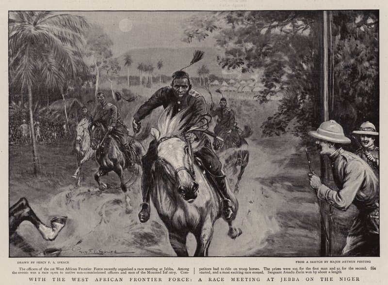 Med West African Frontier Force, et løpsmøte på Jebba på Niger av Percy F.S. Spence