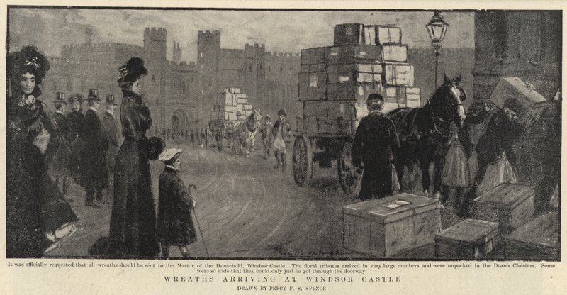 Kranser ankommer Windsor Castle av Percy F.S. Spence