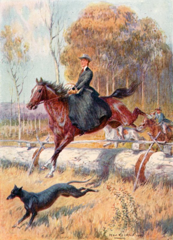 Kengurujakt (farge litho) av Percy F.S. (after) Spence