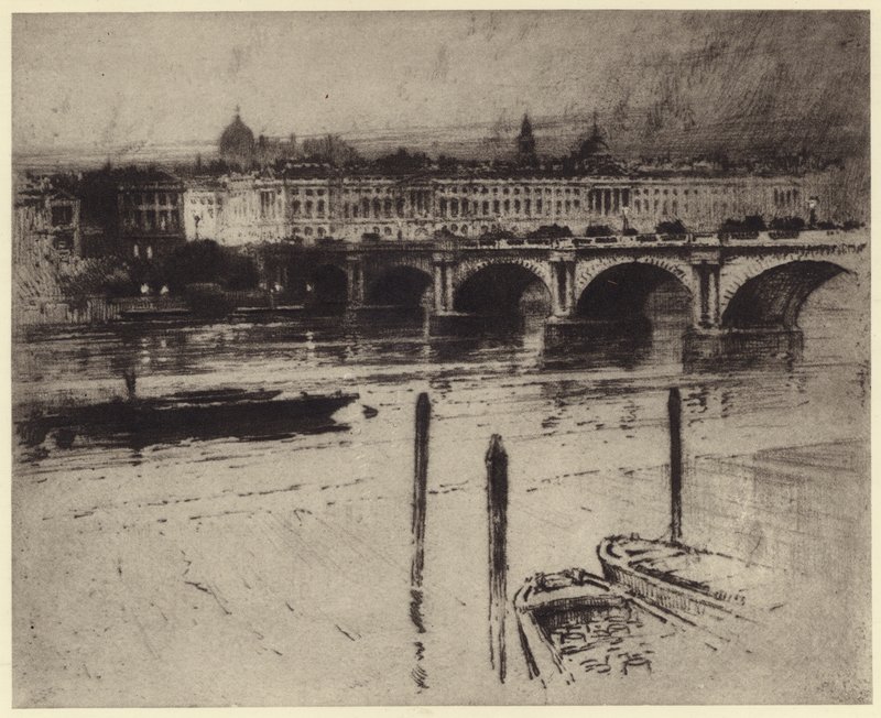 Waterloo Bridge (litho) av Percy Robertson