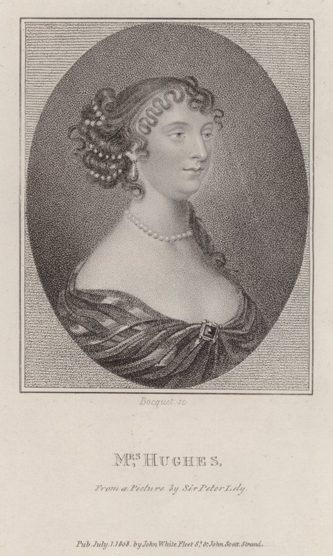 Margaret Hughes , engelsk skuespillerinne (gravering) av Peter (after) Lely