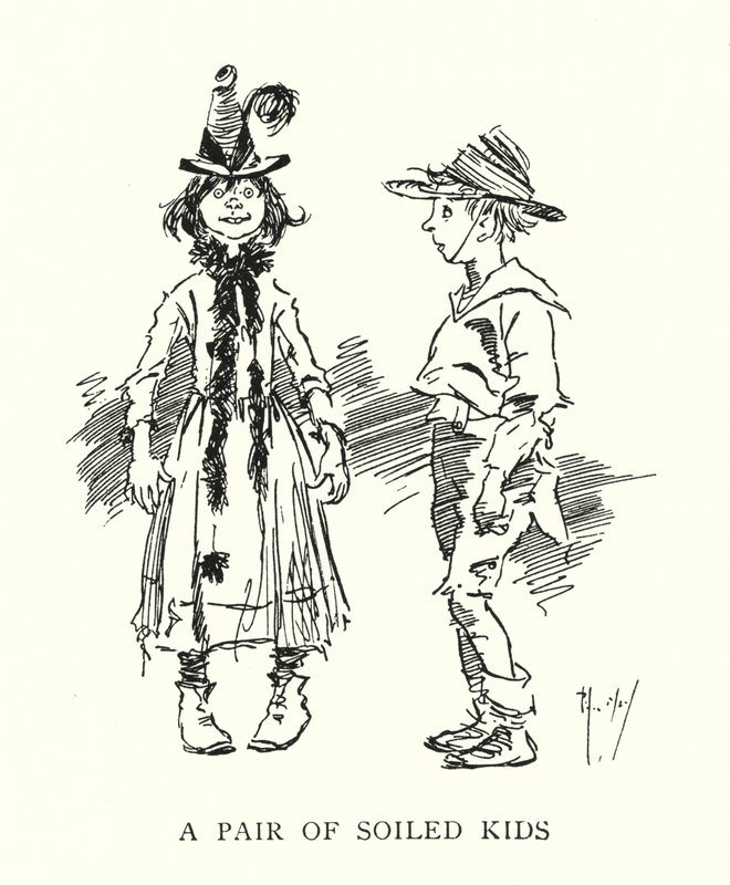 Et par skitne barn (litho) av Phil May