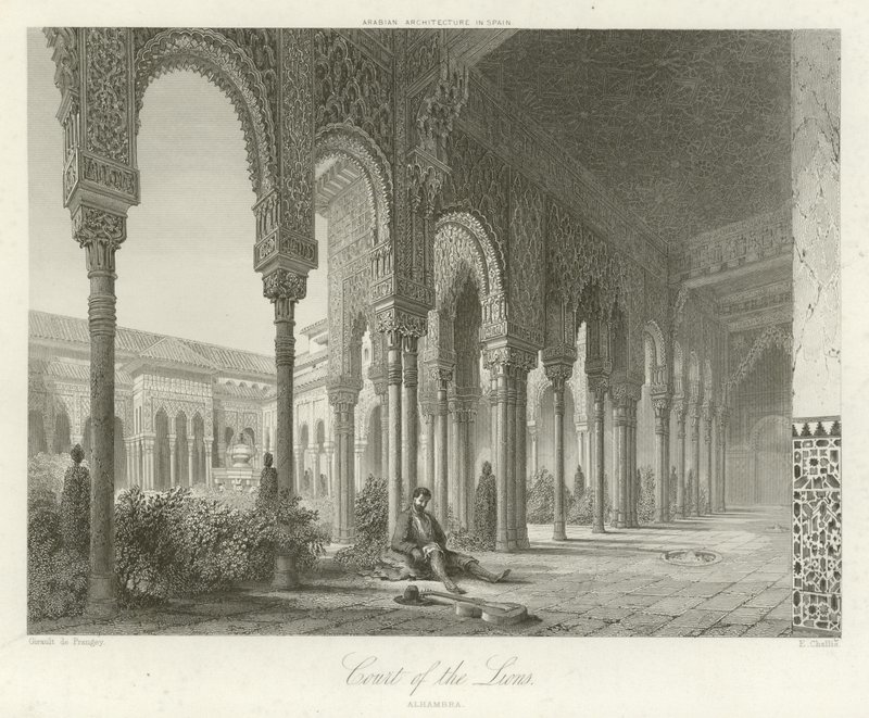 Løvenes domstol, Alhambra, Granada, Spania av Philibert Joseph Girault de Prangey