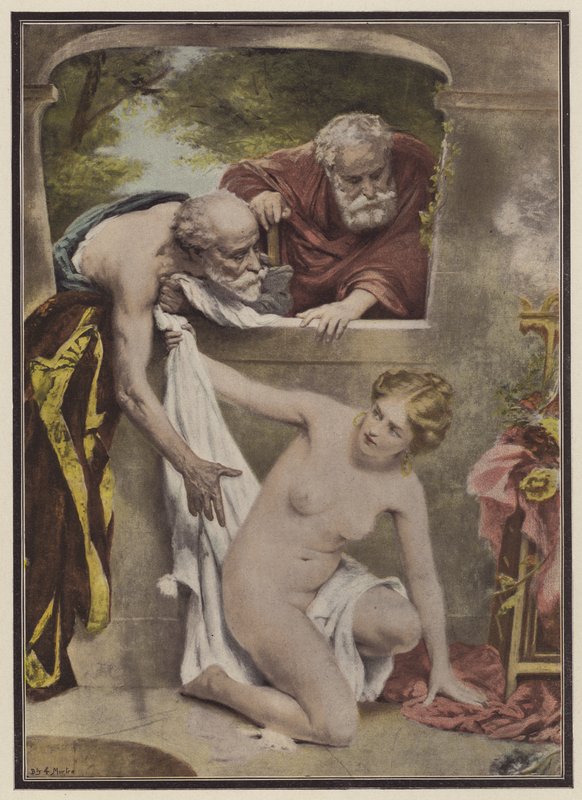 Susanna og de eldste (farge litho) av Philippe Felix Dupuis