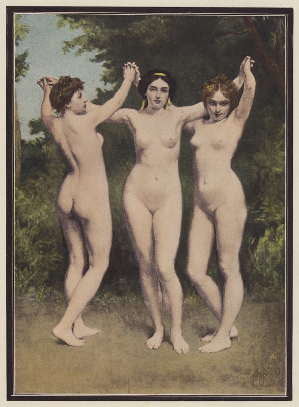 The Three Graces (farge litho) av Philippe Felix Dupuis