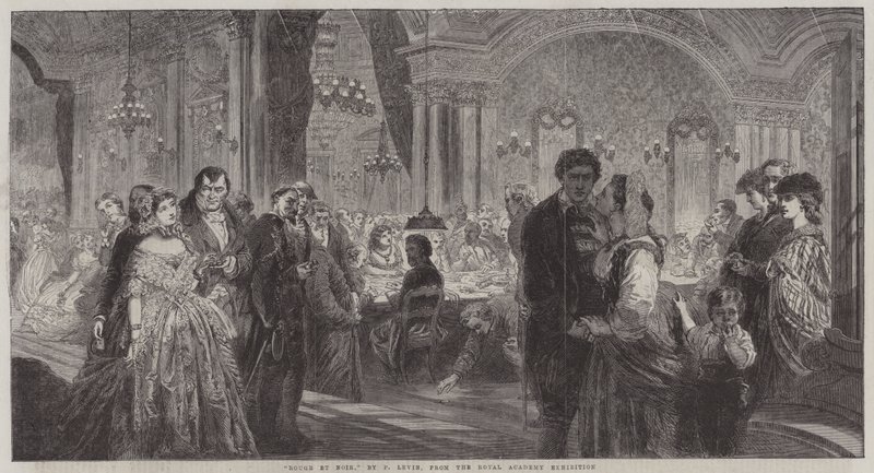 Rød og svart gravering av Phoebus Levin