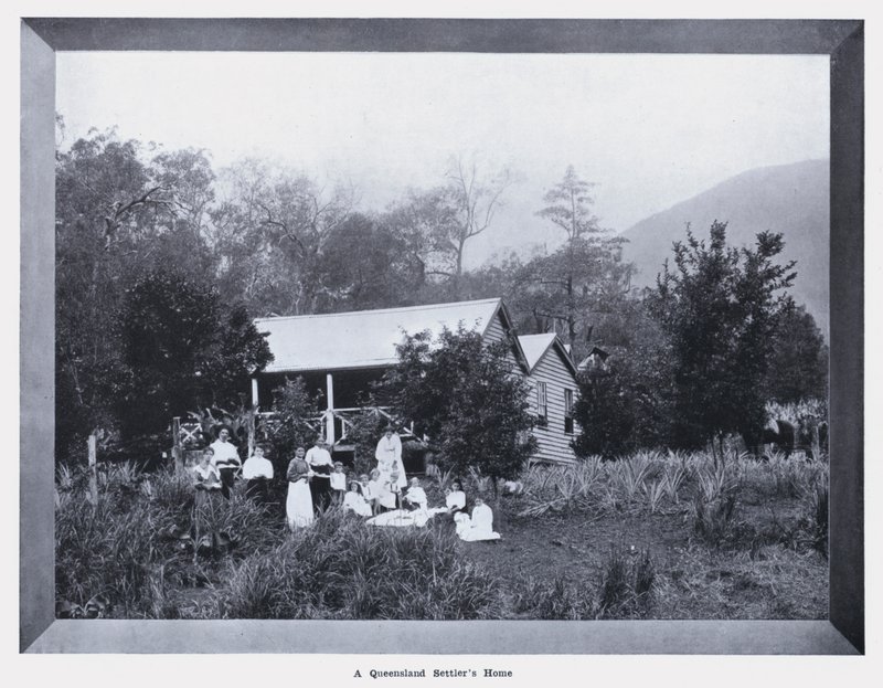 A Queensland Settler's Home (s/hvitt bilde) av Photographer Australian