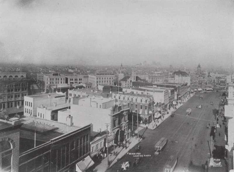 Fugleperspektiv av Winnipeg (s/hvitt bilde) av Photographer Canadian