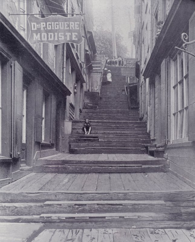 Canada: Break-Neck Steps, Quebec (s/hvitt bilde) av Photographer Canadian