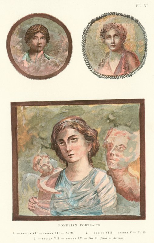 Pompeianske portretter (litho i farger) av Pierre Gusman