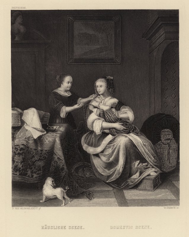 Innenriks scene av Pieter Cornelisz van Slingelandt