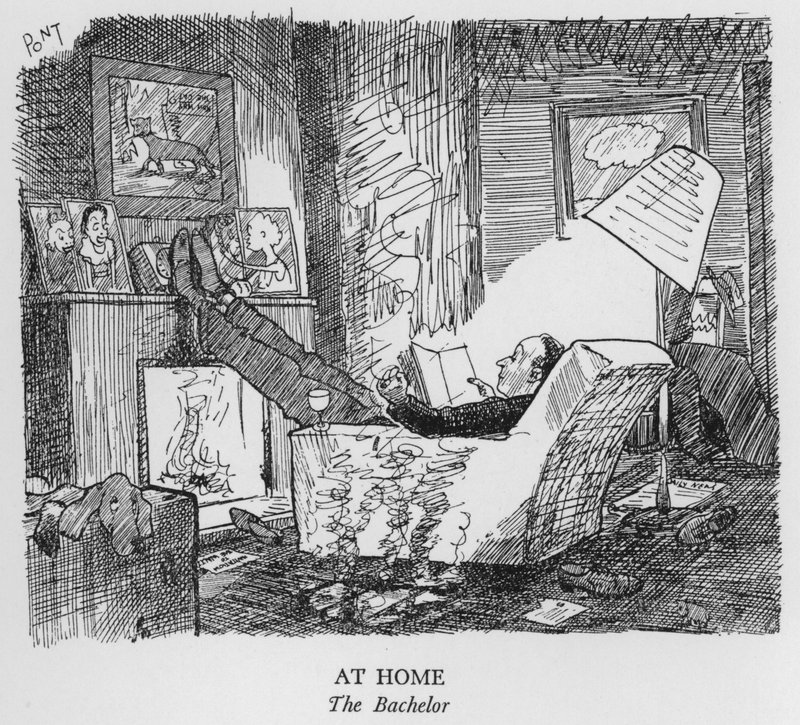 At Home, The Bachelor (litho) av Pont
