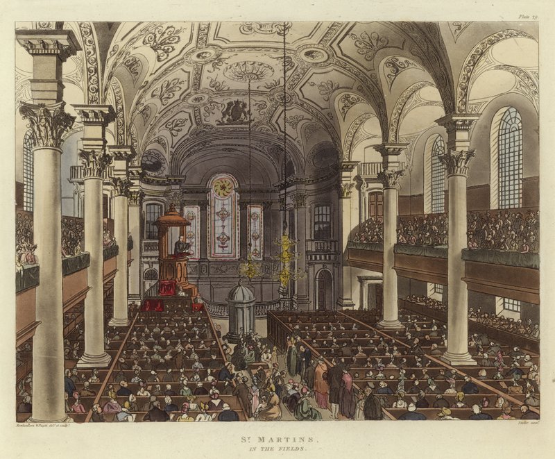 St Martins i markene av Pugin and Rowlandson