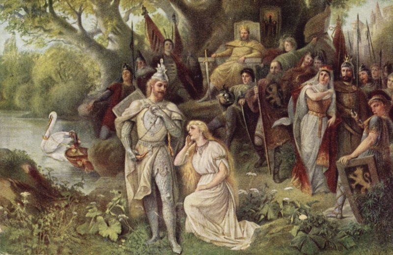 Scene fra Richard Wagners opera, "Lohengrin" av Raimund Ritter Von Brennerstein Wichera