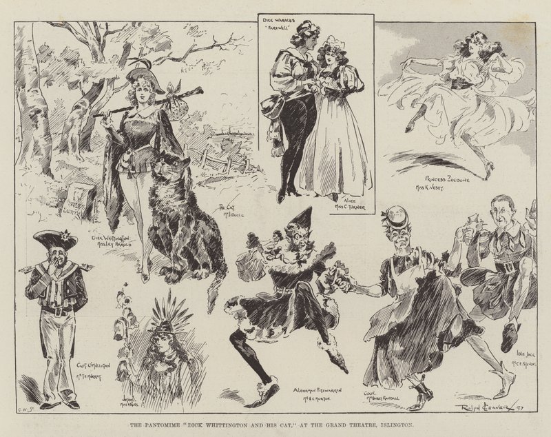 Pantomimen Dick Whittington og katten hans, på Grand Theatre, Islington av Ralph Cleaver