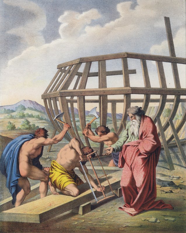 Noah overvåker byggingen av arken av Raffaello Sanzio Raphael