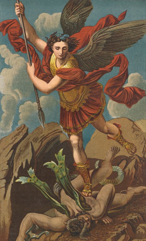 St Michael overvinner Satan av after Raphael