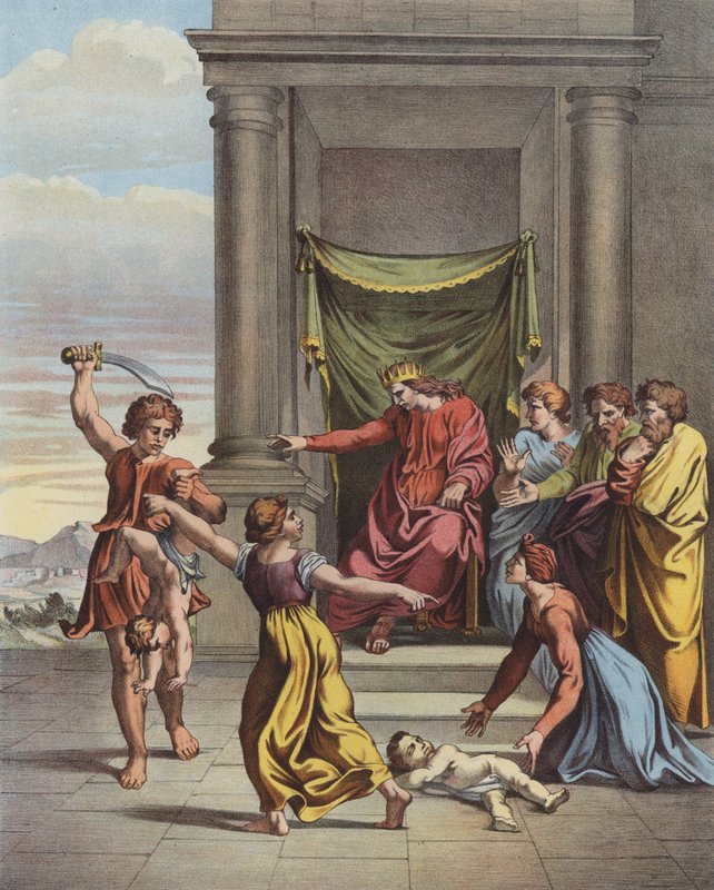 Salomos dom (farge litho) av after Raphael