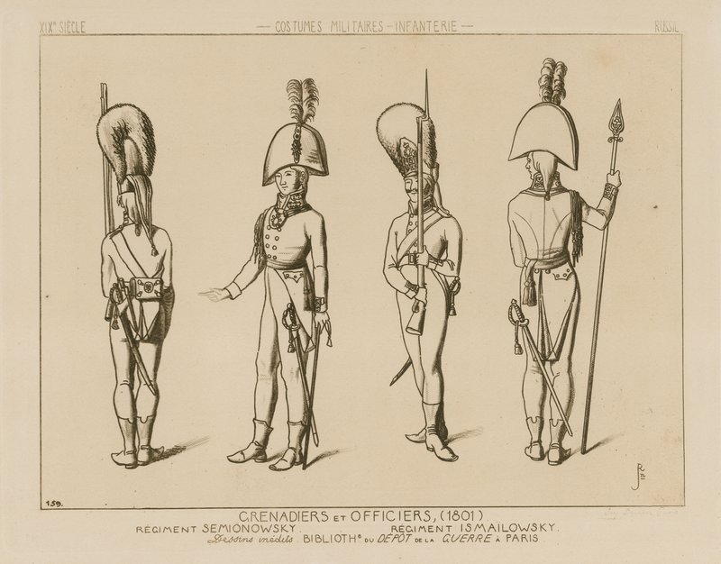 Russiske grenaderer og offiserer, 1801 av Raphael Jacquemin